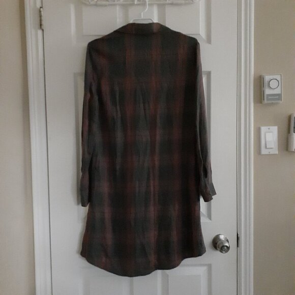 Anthropologie Cloth & Stone Women's Size S Gray Plaid Long Sleeve Shirt Dress - Picture 4 of 14